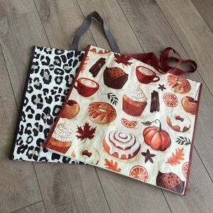 Homegoods TJMaxx Marshalls Leopard Print & Fall Treats Tote Bags Set of 2 NWOT